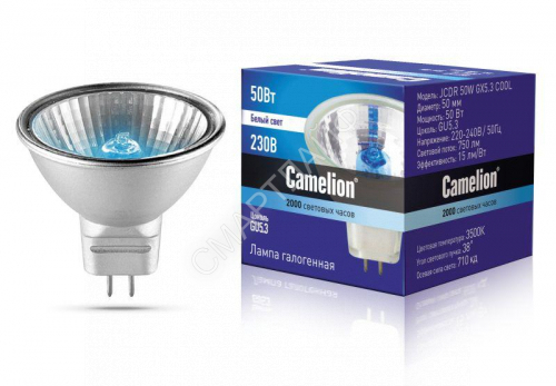 Лампа галогенная JCDR 50Вт 220В 50мм COOL с защ. стеклом Camelion 11470 - smartlife-ural.ru – Екатеринбург