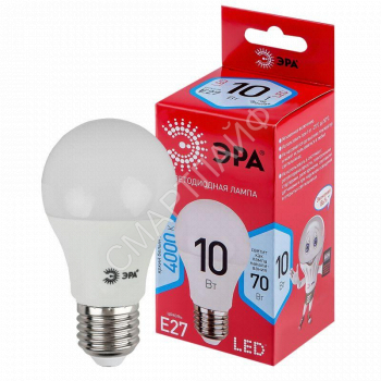 Лампа светодиодная RED LINE LED A60-10W-840-E27 R 10Вт A60 груша 4000К нейтр. бел. E27 Эра Б0049635 - smartlife-ural.ru – Екатеринбург