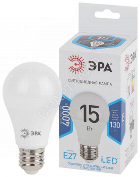 Лампа светодиодная A60-15W-840-E27 грушевидная 1200лм Эра Б0033183 - smartlife-ural.ru – Екатеринбург