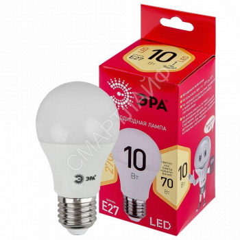 Лампа светодиодная RED LINE LED A60-10W-827-E27 R 10Вт A60 груша 2700К тепл. бел. E27 Эра Б0049634 - smartlife-ural.ru – Екатеринбург