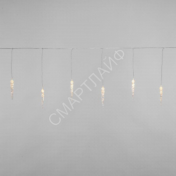 Гирлянда светодиодная "Айсикл" (бахрома) "Сосульки" 1.5х0.25м 10LED тепл. бел. 0.51Вт IP20 провод прозр. Neon-Night 303-067 - smartlife-ural.ru – Екатеринбург