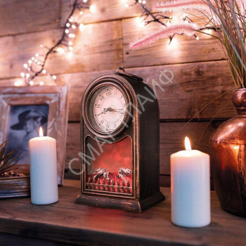 Камин светодиодный "Старинные часы" 14.7х11.7х25см эффект живого огня USB и элементы питания 2хC (не в компл.) бронз. Neon-Night 511-021 - smartlife-ural.ru – Екатеринбург