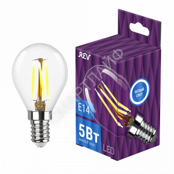 Лампа светодиодная филаментная Premium Filament 5Вт G45 4000К нейтр. бел. E14 480лм REV 32358 7 - smartlife-ural.ru – Екатеринбург