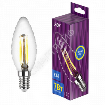 Лампа светодиодная филаментная PREMIUM (FILAMENT) 7Вт TC37 свеча витая 2700К тепл. E14 650лм REV 32431 7 - smartlife-ural.ru – Екатеринбург
