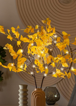 Ветвь гинкго имитация 90см 32LED тепл. бел. IP44 6ч таймер провод корич. 50см (уп.2шт) КОСМОС KOC_INT-B130 - smartlife-ural.ru – Екатеринбург