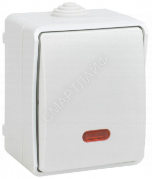 Выключатель проходной 1-кл. ОП Форс IP54 ВС20-1-1-ФБ с индикацией бел. IEK EVS11-K01-10-54-DC - smartlife-ural.ru – Екатеринбург