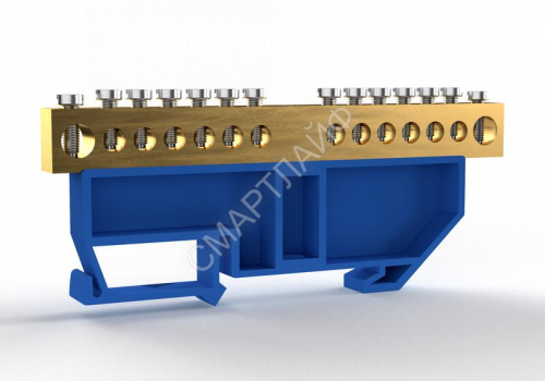 Шина нулевая на DIN-изоляторе 8х12мм 14 отвер. латунь TOKOV ELECTRIC TKE-BCB-812-14-DIN/N - smartlife-ural.ru – Екатеринбург