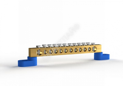 Шина нулевая 6х9мм 12 отвер. латунь У2-С на двух угловых изоляторах TOKOV ELECTRIC TKE-BSB-69-12-L2/N - smartlife-ural.ru – Екатеринбург