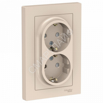 Розетка 2-м СП AtlasDesign 16А IP20 с заземл. защ. шторки в сборе беж. SE ATN000226 - smartlife-ural.ru – Екатеринбург