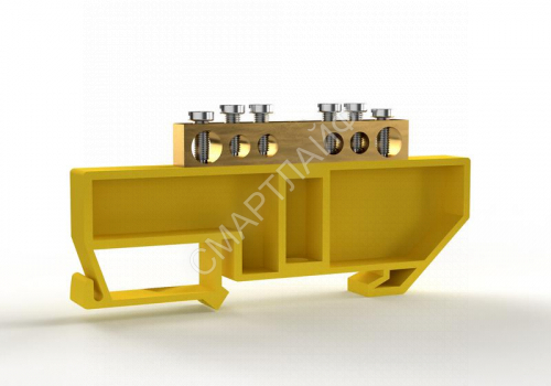 Шина PE "земля" на DIN-изоляторе 6х9мм 6 отвер. латунь TOKOV ELECTRIC TKE-BCB-69-6-DIN/PE - smartlife-ural.ru – Екатеринбург