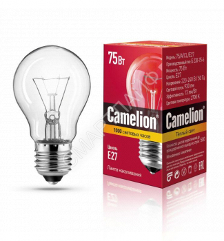Лампа накаливания A CL 75Вт E27 220-240В Camelion 7278 - smartlife-ural.ru – Екатеринбург