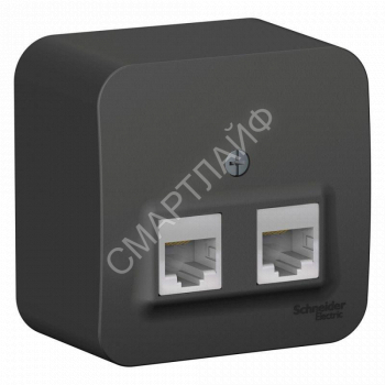 Розетка компьютерная 2-м ОП Blanca RJ45 кат.5E с изолир. пластиной антрацит SE BLNIA045456 - smartlife-ural.ru – Екатеринбург