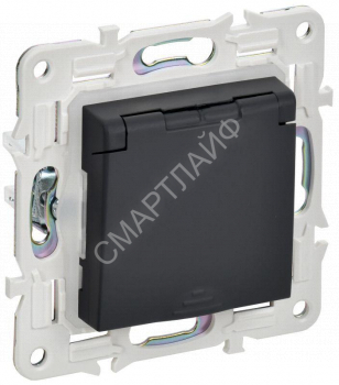 Розетка 1-м SKANDY 16А IP44 с заземл. защ. шторки с крышкой SK-R11G графит IEK SK-R16-16-44-K53 - smartlife-ural.ru – Екатеринбург