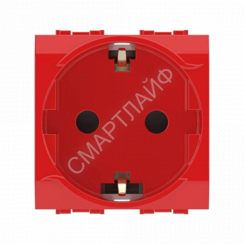Розетка 1-м СП 2мод. Brava 16А IP20 с заземл. защ. шторки красн. DKC 76482R - smartlife-ural.ru – Екатеринбург