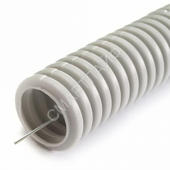 Труба гофрированная ПНД легкая d25мм с протяжкой 350 Н безгалоген. (HF) стойкая к УФ сер. (уп.50м) Промрукав PR02.0131 - smartlife-ural.ru – Екатеринбург