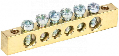 Шина PEN "земля-ноль" 6х9мм 6/2 (6групп/крепеж по краям) IEK YNN11-06-100 - smartlife-ural.ru – Екатеринбург