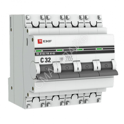 Выключатель автоматический модульный 4п C 32А 4.5кА ВА 47-63 PROxima EKF mcb4763-4-32C-pro - smartlife-ural.ru – Екатеринбург