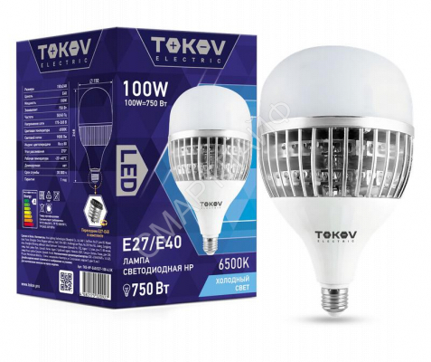 Лампа светодиодная 100Вт HP 6500К E40/E27 176-264В TOKOV ELECTRIC TKE-HP-E40/E27-100-6.5K - Интернет-магазин СМАРТЛАЙФ