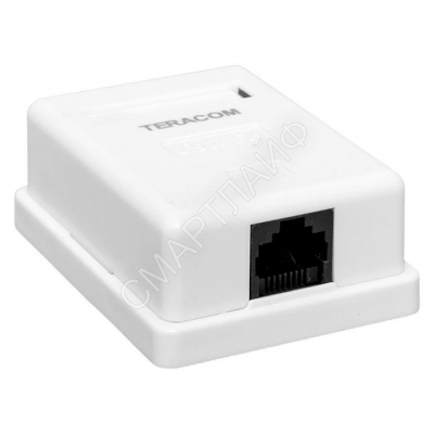 Розетка настенная TERACOM кат.5E неэкранированная 1 порт RJ-45 Dual IDC бел. EKF TRC-WBOX-1RJ45-5EUTP-WH - Интернет-магазин СМАРТЛАЙФ