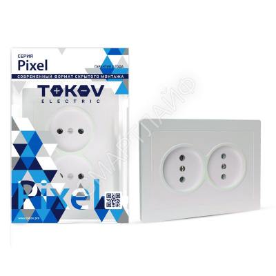 Розетка 2-м СП Pixel 16А IP20 без заземл. в сборе перламутр. TOKOV ELECTRIC TKE-PX-R2F-C04 - Интернет-магазин СМАРТЛАЙФ