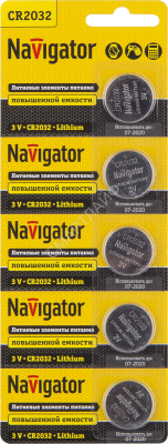 Элемент питания литиевый CR2032 94 765 NBT-CR2032-BP5 (блист.5шт) Navigator 94765 - Интернет-магазин СМАРТЛАЙФ