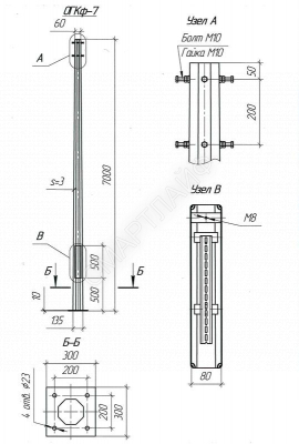 Опора ОГКф-7 (3мм 60/135 фл.300х10 мц. 200 отв. 23х4) гор. оцинк. UMECON МК 89835 - Интернет-магазин СМАРТЛАЙФ