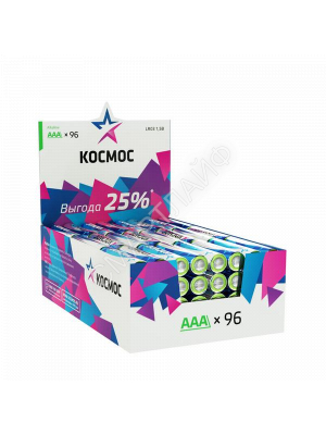 Элемент питания алкалиновый AAA/LR03 (уп.96шт) КОСМОС KOCLR03_96BOX - Интернет-магазин СМАРТЛАЙФ