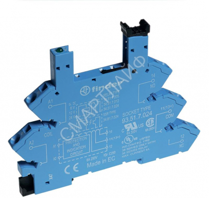 Розетка с безвинт. клеммами (пружинный зажим) для реле 34 серии 24В DC в комплекте пластик. клипса опции: LED FINDER 93517024 - Интернет-магазин СМАРТЛАЙФ