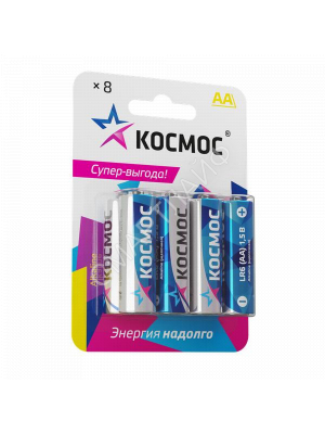 Элемент питания алкалиновый AA/LR6 BP-8 (блист.8шт) КОСМОС KOCLR6BL8 - Интернет-магазин СМАРТЛАЙФ