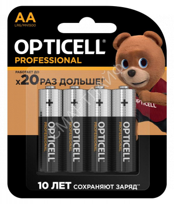 Элемент питания алкалиновый AA/LR6 (блист. 4шт) Professional Opticell 5052001 - Интернет-магазин СМАРТЛАЙФ