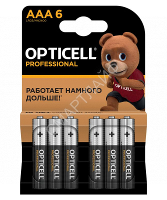 Элемент питания алкалиновый AAA/LR03 (блист. 6шт) Professional Opticell 5052004 - Интернет-магазин СМАРТЛАЙФ