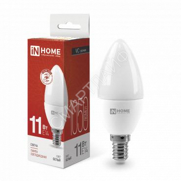 Лампа светодиодная LED-СВЕЧА-VC 11Вт свеча 4000К нейтр. бел. E14 1050лм 230В IN HOME 4690612020471 - Интернет-магазин СМАРТЛАЙФ