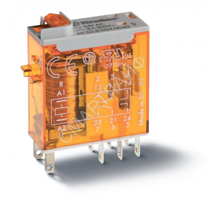 Реле миниатюрное промышленное электромеханич. монтаж в розетку или наконечники Faston (2.5х0.5мм) 2CO 8А AgNi 230В AC влагозащ. RTII опции: кнопка тест + мех. индикатор FINDER 465282300040 - Интернет-магазин СМАРТЛАЙФ