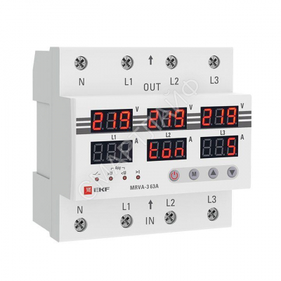 Реле напряжения и тока трехфазное с дисплеем MRVA-3 63A EKF MRVA-3-63A - Интернет-магазин СМАРТЛАЙФ
