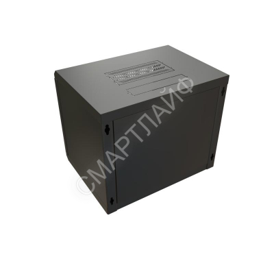 Шкаф настенный 19дюйм WR-TW-1266-GP-RAL9004 (19дюйм) 12U 650х600х600мм RAL 9004 стеклянная дверь черн. (разобранный) WRline 520247 - smartlife-ural.ru – Екатеринбург