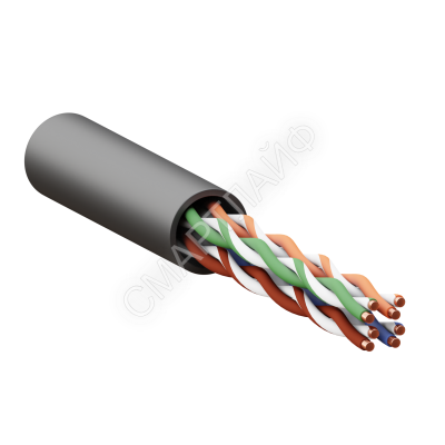 Кабель витая пара U/UTP кат.5E 4 пары 24 AWG solid внешн. LDPE черн. TERACOM PRO EKF TRP-5EUTP-04PE-BK-OUT3 - Интернет-магазин СМАРТЛАЙФ