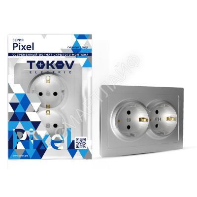 Розетка 2-м СП Pixel 16А IP20 с заземл. защ. шторки в сборе алюм. TOKOV ELECTRIC TKE-PX-R2FZSF-C03 - Интернет-магазин СМАРТЛАЙФ