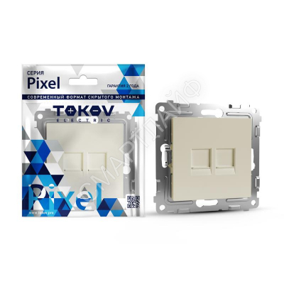 Розетка компьютерная 2-м СП Pixel RJ45 кат.5E механизм беж. TOKOV ELECTRIC TKE-PX-RC2-C02 - Интернет-магазин СМАРТЛАЙФ