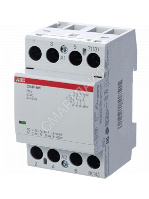 Контактор ESB40-40N-06 модульный (40А АС-1 4НО) катушка 230В AC/DC ABB 1SAE341111R0640 - Интернет-магазин СМАРТЛАЙФ