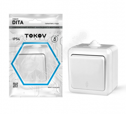 Переключатель 1-кл. ОП Dita IP54 10А 250В бел. TOKOV ELECTRIC TKL-DT-P1-C01-IP54 - Интернет-магазин СМАРТЛАЙФ