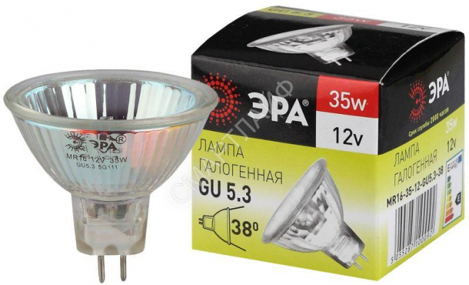 Лампа галогенная GU5.3-MR16-35W-12V-Cl ЭРА C0027355 - Интернет-магазин СМАРТЛАЙФ