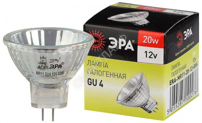 Лампа галогенная GU4-MR11-20W-12V-30Cl ЭРА C0027361 - Интернет-магазин СМАРТЛАЙФ