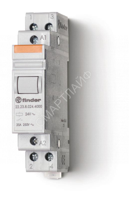 Контактор модульный 1NO + 1NC 20А AgSnO2 24В DC 17.5мм IP20 FINDER 222390244000 - Интернет-магазин СМАРТЛАЙФ