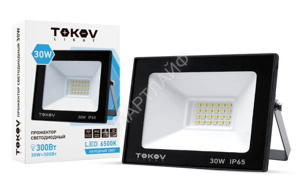 Прожектор светодиодный 30Вт 1700лм 6500К IP65 черн. (TKL) TOKOV ELECTRIC TKL-FL/LED-30-6.5K-IP65 - Интернет-магазин СМАРТЛАЙФ