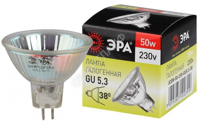 Лампа галогенная GU5.3-JCDR (MR16) -50W-230V-Cl ЭРА C0027365 - Интернет-магазин СМАРТЛАЙФ