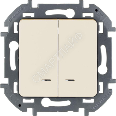 Выключатель 2-кл. Inspiria 10А IP20 250В 10AX с подсветкой/индикацией механизм сл. кость Leg 673631 - Интернет-магазин СМАРТЛАЙФ