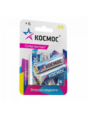 Элемент питания алкалиновый AA/LR6 BP-6 (блист.6шт) КОСМОС KOCLR6BL6 - Интернет-магазин СМАРТЛАЙФ