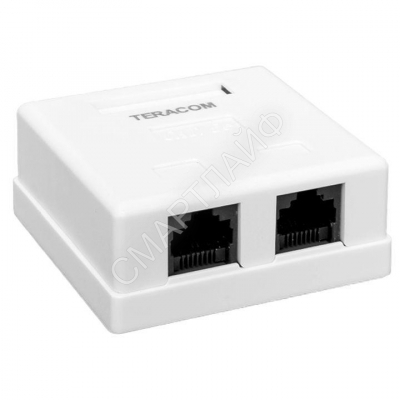 Розетка настенная TERACOM кат.5E неэкранированная 2 порта RJ-45 Dual IDC бел. EKF TRC-WBOX-2RJ45-5EUTP-WH - Интернет-магазин СМАРТЛАЙФ