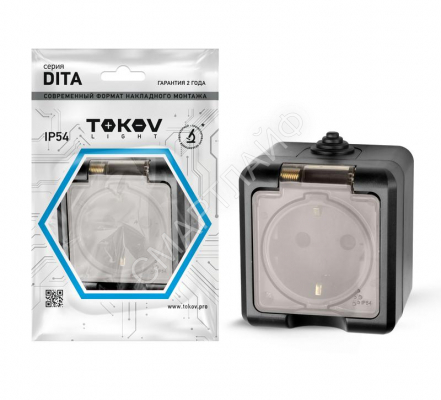 Розетка 1-м ОП Dita 16А IP54 250В с заземл. с прозр. крышкой карбон TOKOV ELECTRIC TKL-DT-R1Z-C14T-IP54 - Интернет-магазин СМАРТЛАЙФ