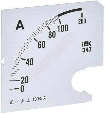Шкала сменная для амперметра Э47 100/5А-1.5 96х96мм IEK IPA20D-SC-0100 - Интернет-магазин СМАРТЛАЙФ